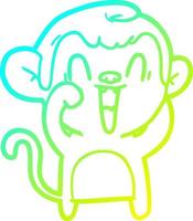 ligne de gradient froid dessinant un singe riant de dessin animé vecteur