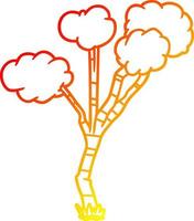 ligne de gradient chaud dessin arbre clairsemé de dessin animé vecteur