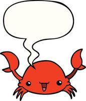 crabe de dessin animé et bulle de dialogue vecteur