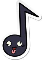 autocollant d'une note de musique de dessin animé mignon vecteur