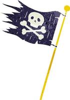 dessin animé rétro doodle d'un drapeau de pirates vecteur