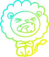 ligne de gradient froid dessin dessin animé lion en colère vecteur