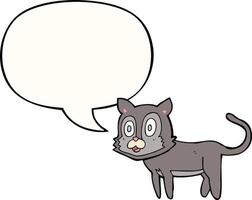 chat de dessin animé heureux et bulle de dialogue vecteur