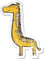 autocollant en détresse d'une girafe de dessin animé vecteur