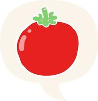tomate de dessin animé et bulle de dialogue dans un style rétro vecteur