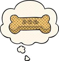 biscuit de chien de dessin animé et bulle de pensée dans le style de la bande dessinée vecteur