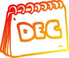 calendrier de dessin animé de dessin de ligne de gradient chaud montrant le mois de décembre vecteur