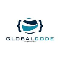 conception d'illustration de modèle de logo vectoriel d'icône de code global