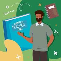carte de lettrage de la journée mondiale des enseignants vecteur