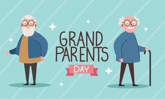 lettrage de la fête des grands-parents avec les grands-pères vecteur