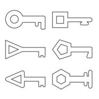 jeu de clés d'icônes de contour isolé sur fond blanc. illustration vectorielle. vecteur