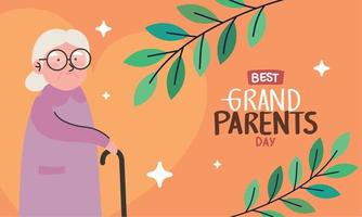 lettrage de la fête des grands-parents avec grand-mère vecteur