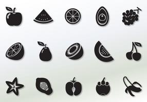 Icônes de vecteur de fruits solides