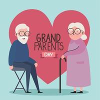 lettrage de la fête des grands-parents avec coeur vecteur