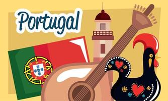 lettrage portugal avec phare vecteur