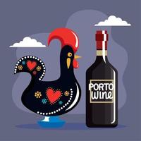 culture du coq et du vin portugal vecteur