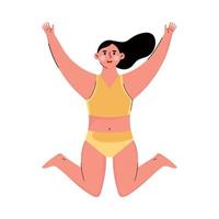 femme sautant en maillot de bain vecteur