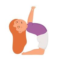 fille rousse pratiquant le yoga vecteur