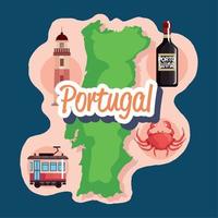 lettrage du portugal sur la carte vecteur