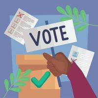 urne de vote avec électeur afro vecteur