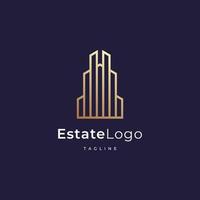 création de logo de construction avec style de contour de ligne immobilier, architecture, construction vecteur
