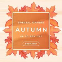 offre spéciale automne avec des feuilles d'automne dans un style aquarelle vecteur