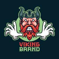 modèle de logo de mascotte tête viking vecteur