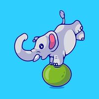 illustration mignon éléphant de cirque en équilibre sur un ballon adapté à la conception d'autocollants et de t-shirts de mascotte vecteur
