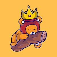illustration mignonne de roi lion endormi adaptée à la conception d'autocollant et de t-shirt de mascotte vecteur