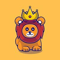 illustration mignonne de roi lion adaptée à la conception d'autocollant et de t-shirt de mascotte vecteur