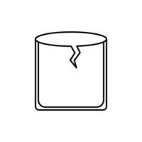 icône de verre de roche fissuré. style simple, ligne, silhouette et épuré. adapté au symbole, au signe, à l'icône ou au logo vecteur