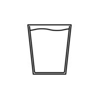 icône de ligne de verre ou de tasse. plein rempli d'eau. sur fond blanc. isolé, simple, lignes, silhouettes et style épuré. adapté aux symboles, signes, icônes ou logos vecteur