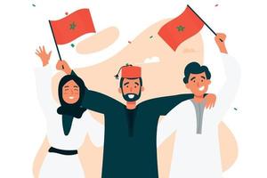 illustration plate de la fête de l'indépendance du maroc heureux vecteur