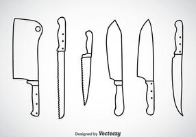 Ensembles vectoriels de contour de couteaux de cuisine vecteur