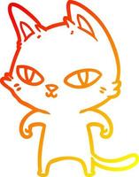 chat de dessin animé de dessin de ligne de gradient chaud aux yeux brillants vecteur