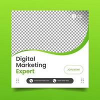dépliant de marketing numérique vert ou bannière de médias sociaux vecteur