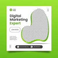 dépliant de marketing numérique vert ou bannière de médias sociaux vecteur