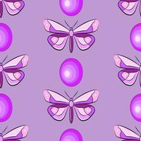 modèle sans couture coloré de papillon rose de dessin animé. modèle d'impression de tissu vectoriel violet naturel. bel insecte, papier peint ailes déployées.