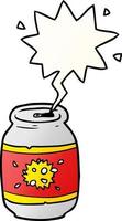 canette de dessin animé de soda et bulle de dialogue dans un style de dégradé lisse vecteur