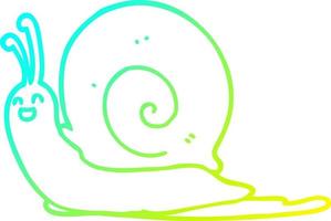 ligne de gradient froid dessinant un escargot de dessin animé vecteur