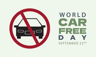 journée sans voiture le 22 septembre avec illustration de voitures interdites sur fond isolé vecteur