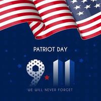 9 11 nous n'oublierons jamais le 11 septembre usa patriot day square banner post design de fond vecteur
