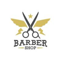 illustration d'un ciseau avec une aile et une forme d'éclair, pour un logo de salon de coiffure. vecteur