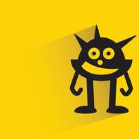 personnage de monstre de dessin animé avec une ombre sur fond jaune vecteur