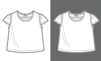 modèle de mode de croquis de vêtement de tee shirt pour enfants vecteur