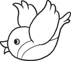 oiseau doodle dessin animé kawaii anime mignon coloriage vecteur