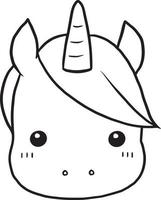 licorne cheval doodle dessin animé kawaii anime mignon coloriage vecteur