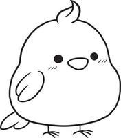 griffonnage dessin animé poulet kawaii anime mignon coloriage vecteur