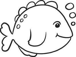 poisson animal dessin animé griffonnage kawaii anime coloriage mignonne illustration clip art personnage vecteur