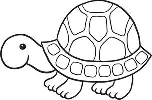 tortue doodle dessin animé kawaii anime mignonne coloriage vecteur